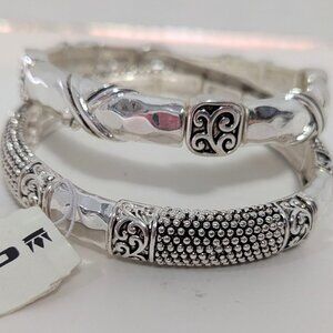 Set of 2 Chunky/Runway Cornet-new w/ tags Silver Toned Detailed Bracelets NWTS!